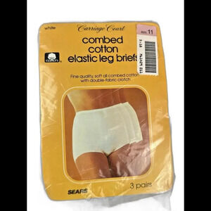 NEW~ SEARS ~Combed Cotton Elastic Legs Briefs Granny Panties~ Size 11~White